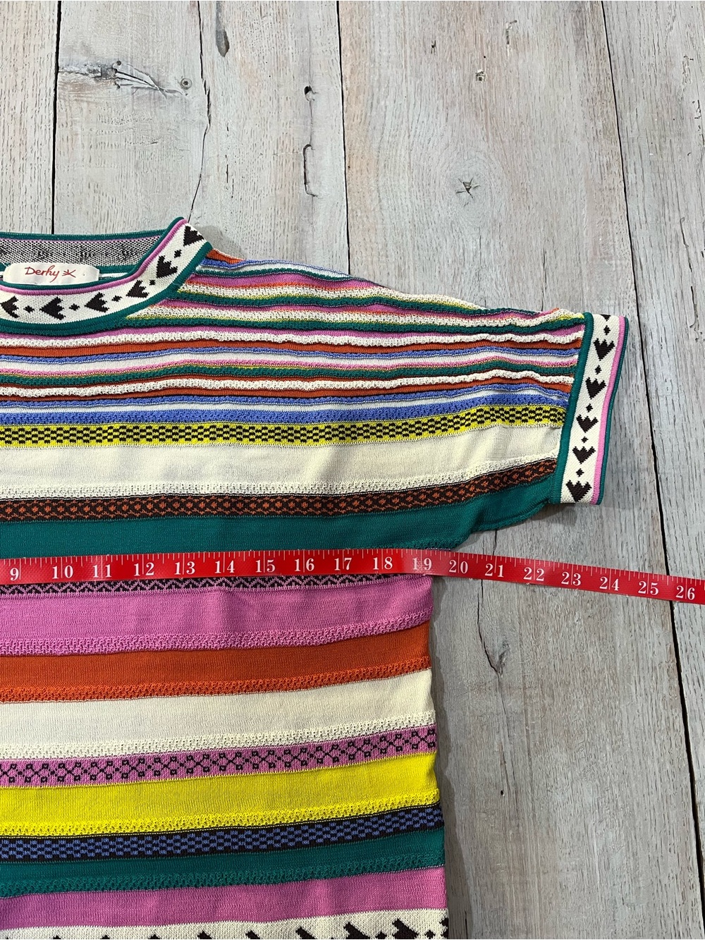 Rene Derhy Zodiaque Vibrant Striped Knit Top Size S Bohemian - Picture 4 of 7
